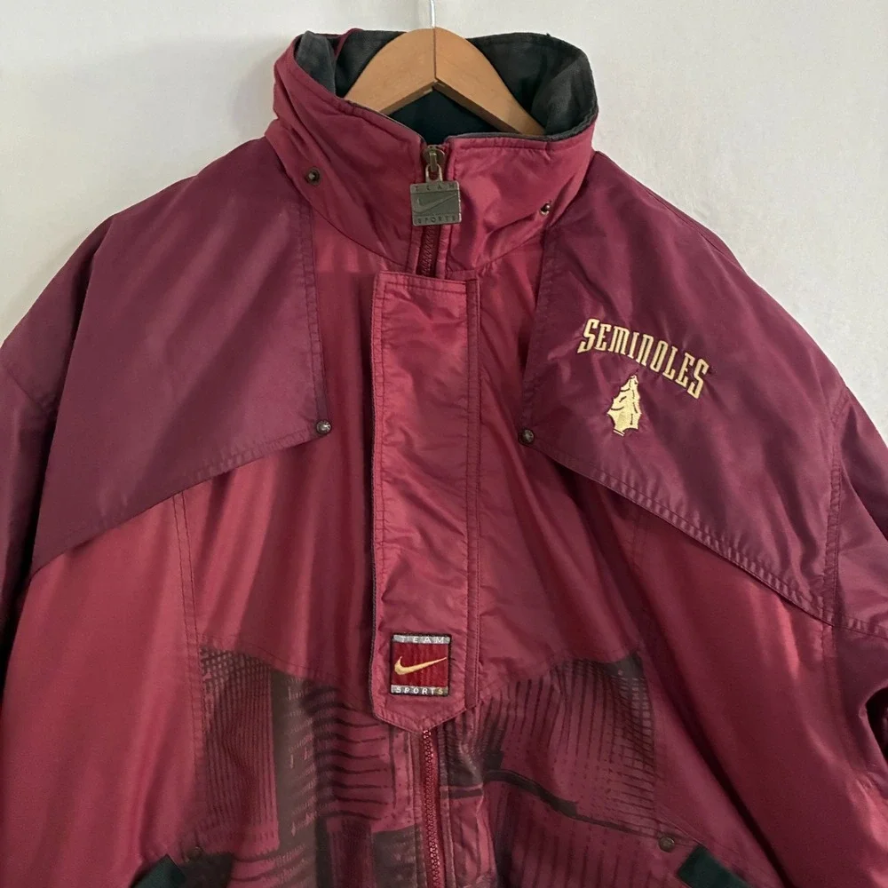 Vtg Nike‎ Florida State University Seminoles Down Puffer Jacket XL Embroidered